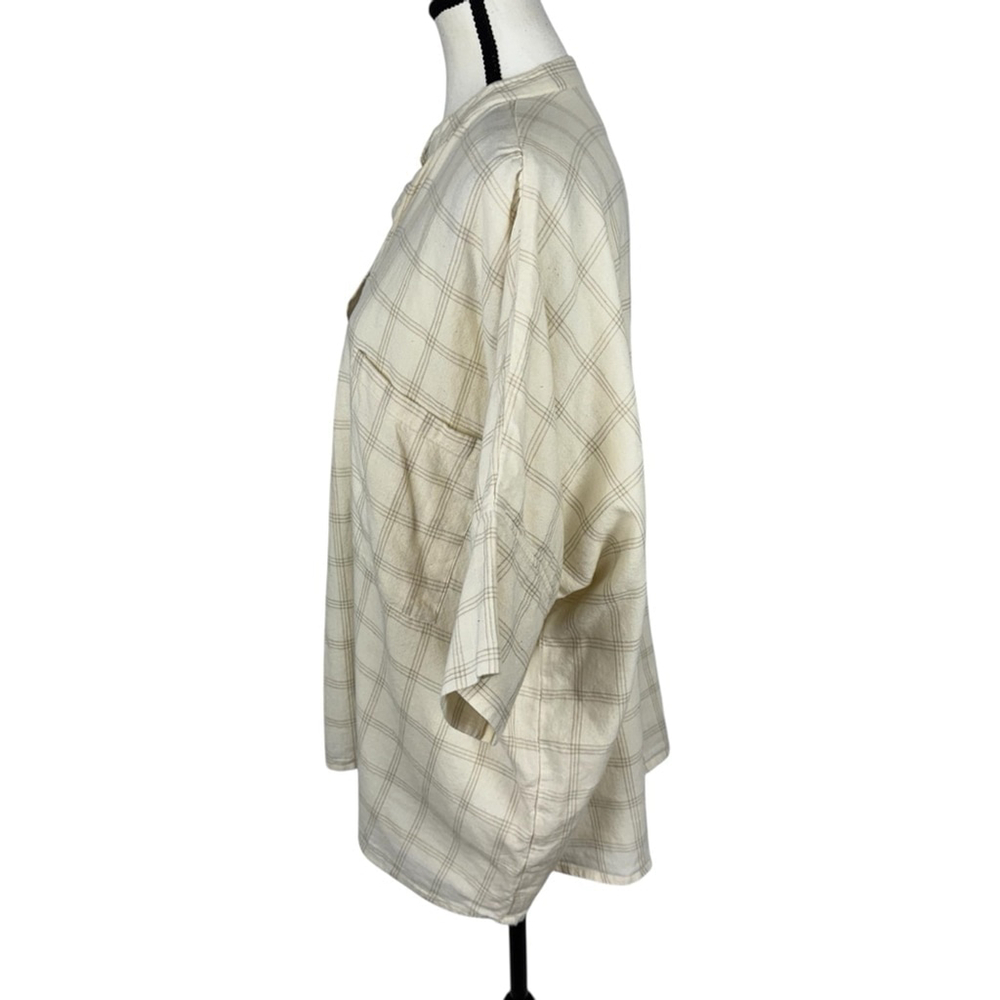 Laude The Label Organic Cotton Plaid Tunic Blouse Oversized L XL Minimalist - Picture 4 of 11